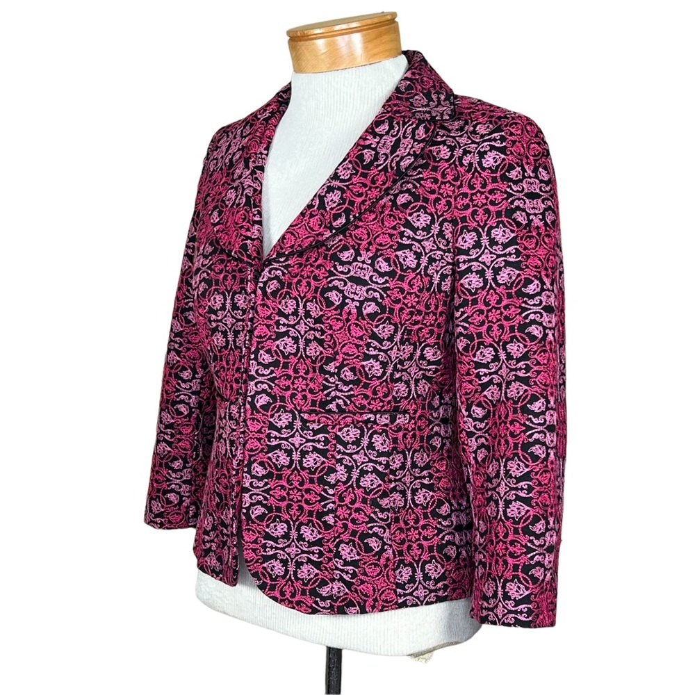 Talbots Petites Women’s Embroidered Pink & Black Cotton Blazer Size 4 EUC - Picture 14 of 14